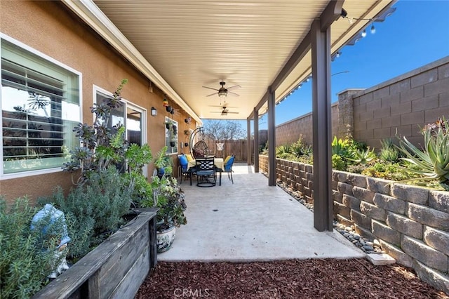 view of patio / terrace with ceiling fan