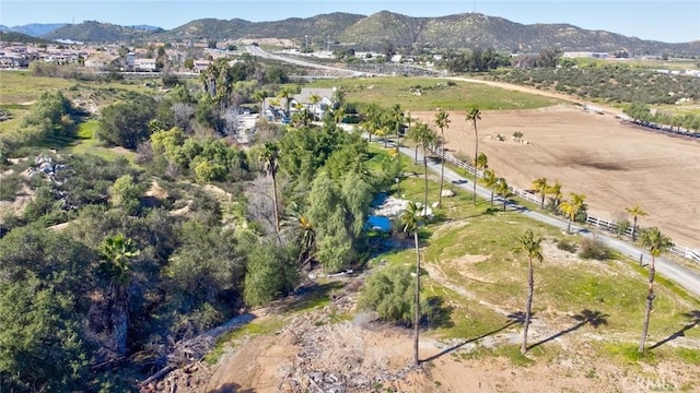 bird's eye view with a mountain view