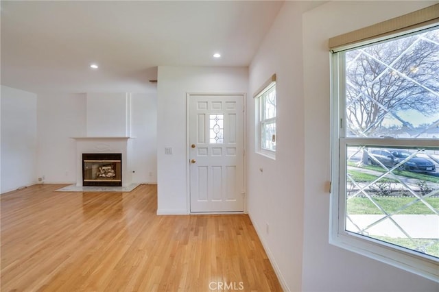 foyer with plenty of natural light and light wood-type flooring