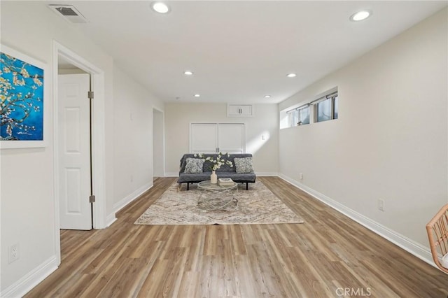 living area featuring light hardwood / wood-style flooring