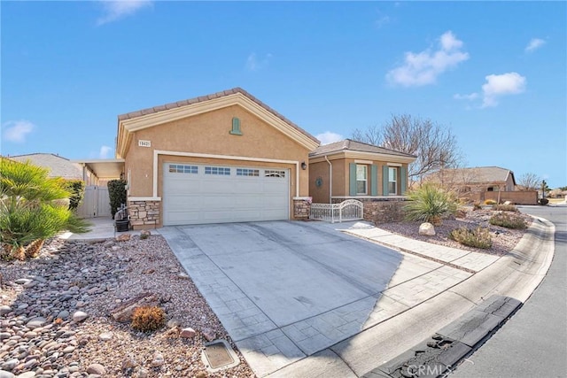 single story home with a garage