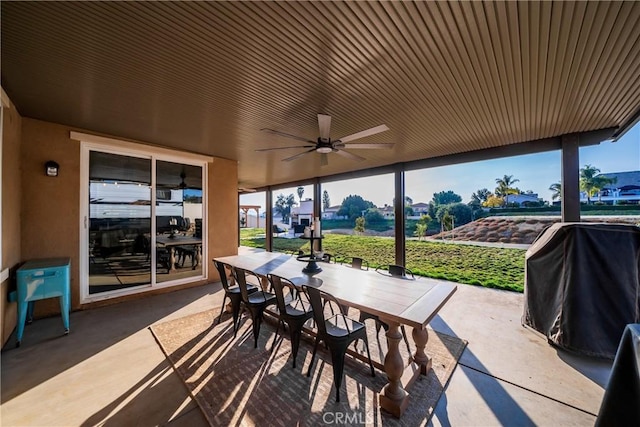 view of patio / terrace featuring grilling area and ceiling fan