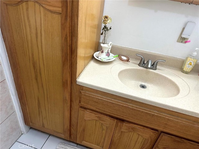 bathroom featuring vanity and tile patterned flooring