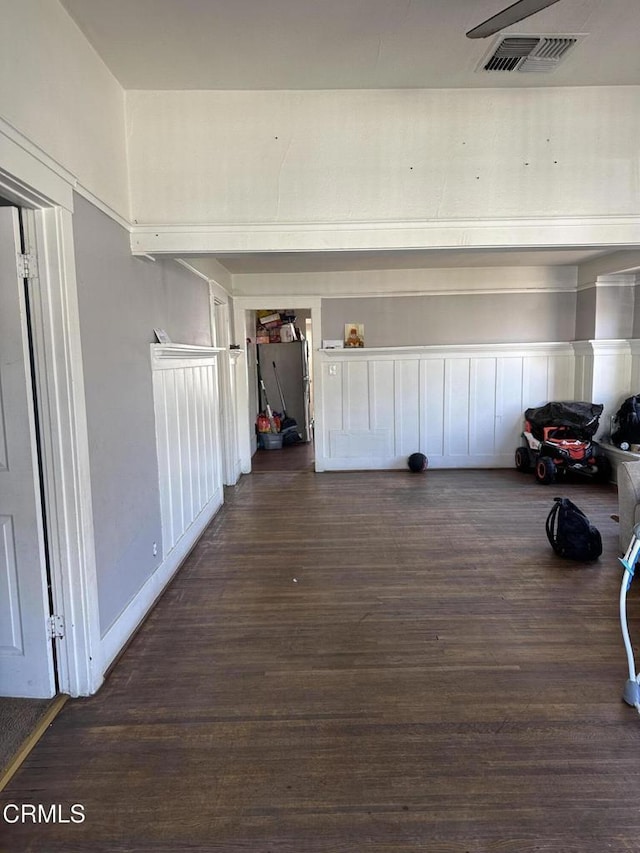 hall featuring dark wood-type flooring