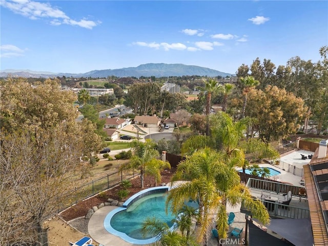 aerial view featuring a mountain view