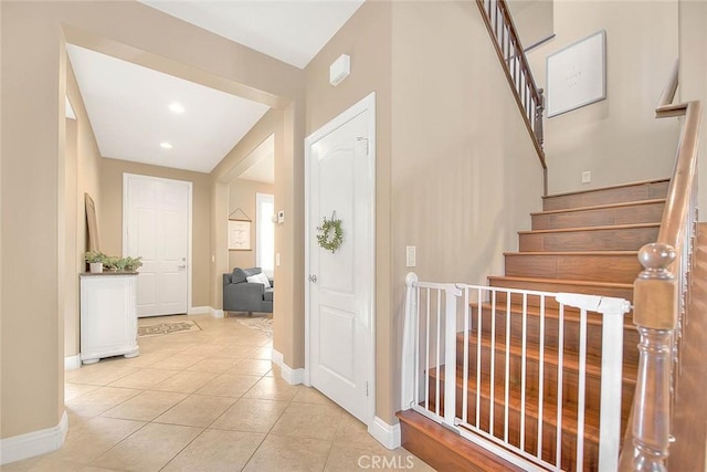 interior space with tile patterned floors