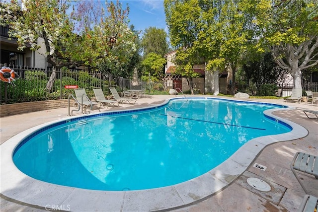 view of swimming pool with a patio