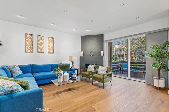 living room with wood-type flooring