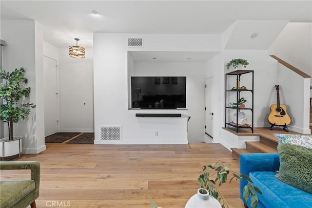 living room with hardwood / wood-style flooring