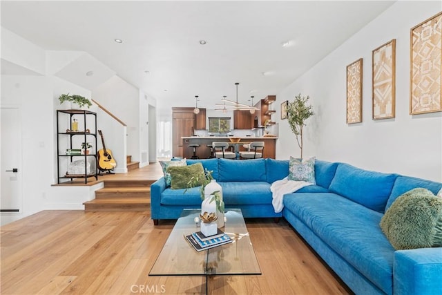 living room featuring light hardwood / wood-style flooring