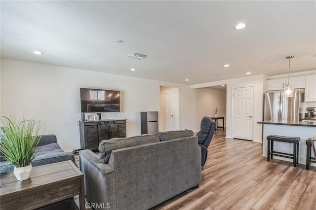 living room featuring light wood-type flooring