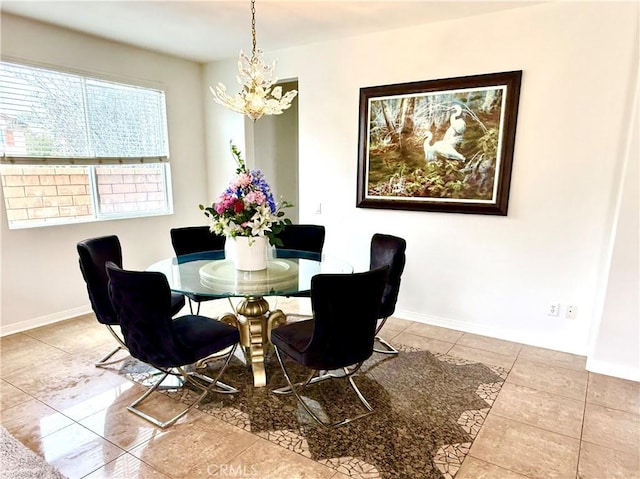 dining room with an inviting chandelier