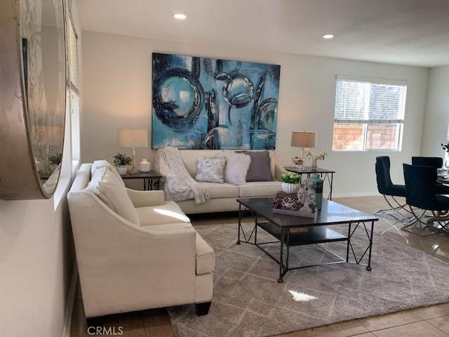 view of tiled living room