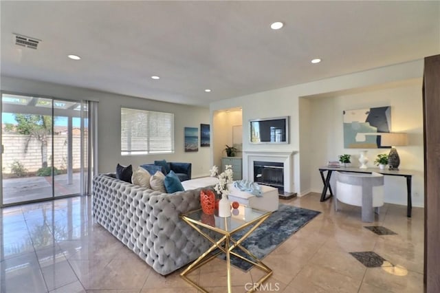 view of tiled living room