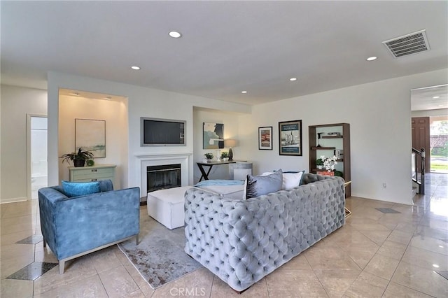 view of tiled living room