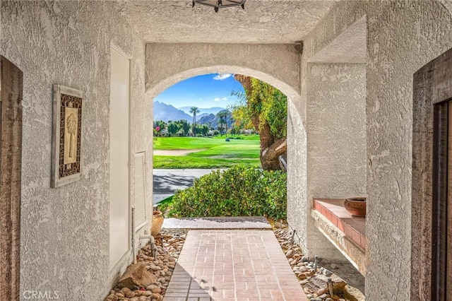 exterior space with a mountain view