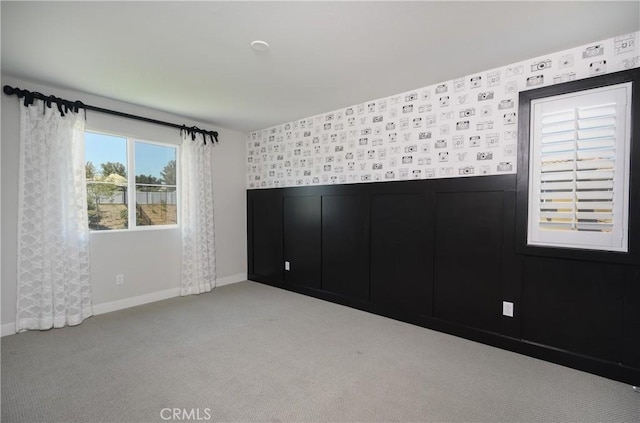 26235 Cherry Plum Cir, Menifee, CA 92584 - empty room with carpet floors, baseboards, and wallpapered walls