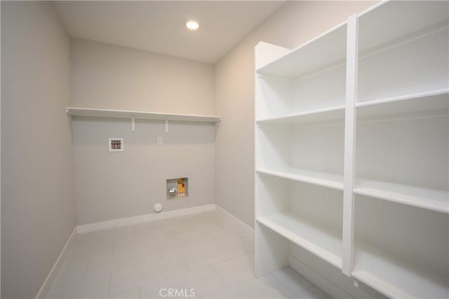 26235 Cherry Plum Cir, Menifee, CA 92584 - laundry room featuring baseboards, laundry area, recessed lighting, and hookup for a washing machine