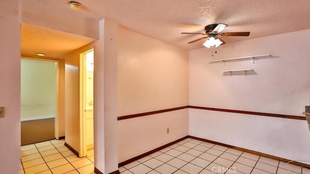 spare room featuring ceiling fan and a textured ceiling