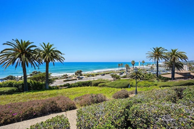 property view of water with a beach view