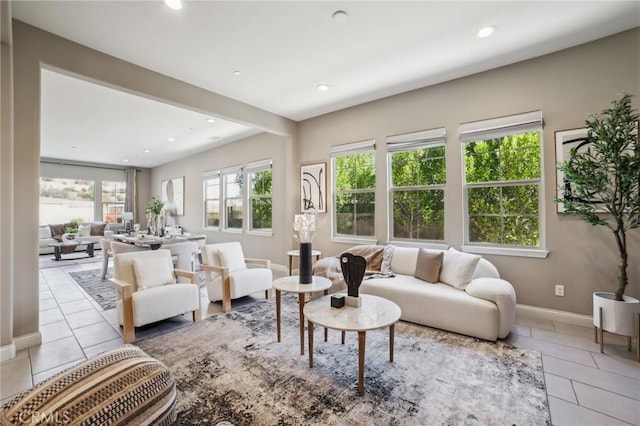 view of tiled living room