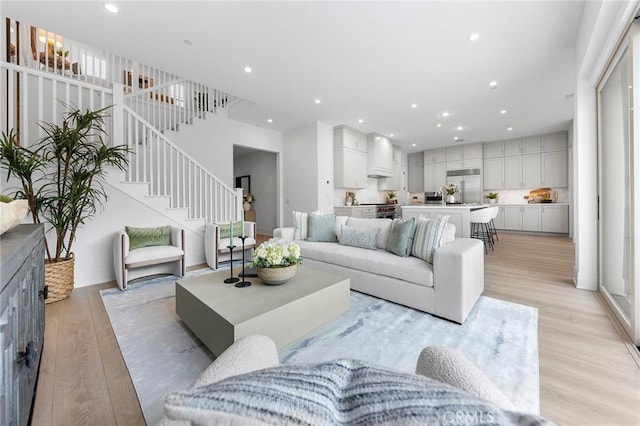 living room with light wood-type flooring