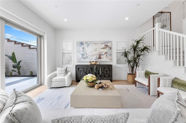 living room featuring light hardwood / wood-style flooring