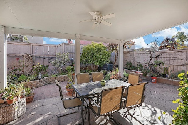 view of patio with ceiling fan