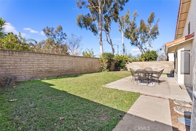 view of yard with a patio area