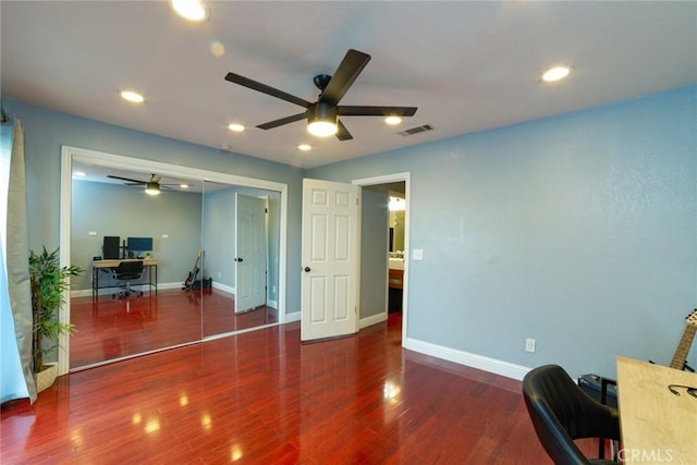 1745 N Winery Ave Unit 102, Fresno, CA 93703 - unfurnished office featuring recessed lighting, visible vents, baseboards, and wood finished floors