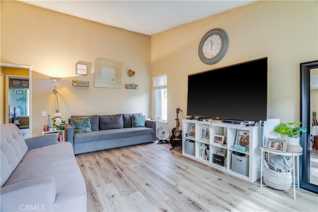 living room featuring light wood-type flooring