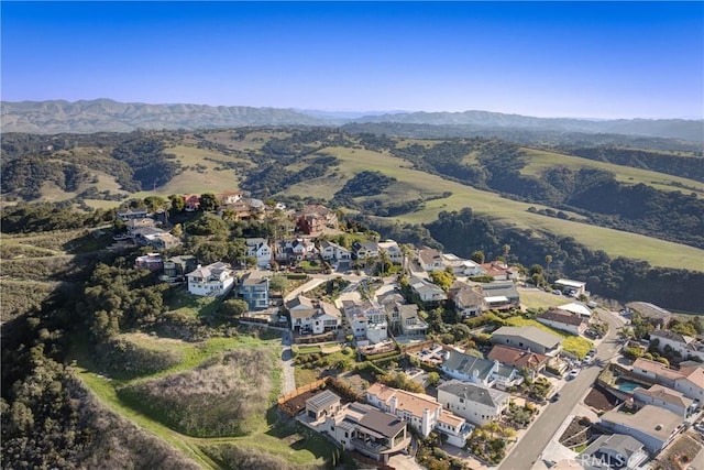 bird's eye view with a residential view and a mountain view