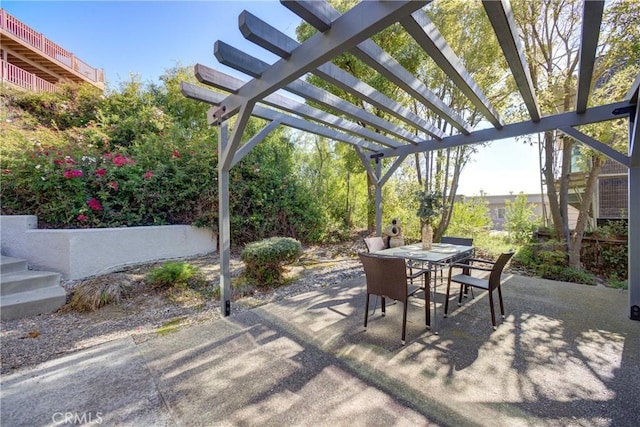 view of patio with outdoor dining space and a pergola