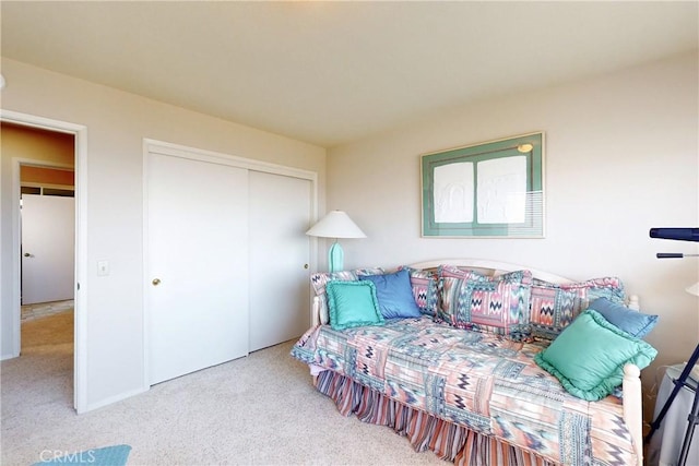 interior space with a closet and carpet flooring
