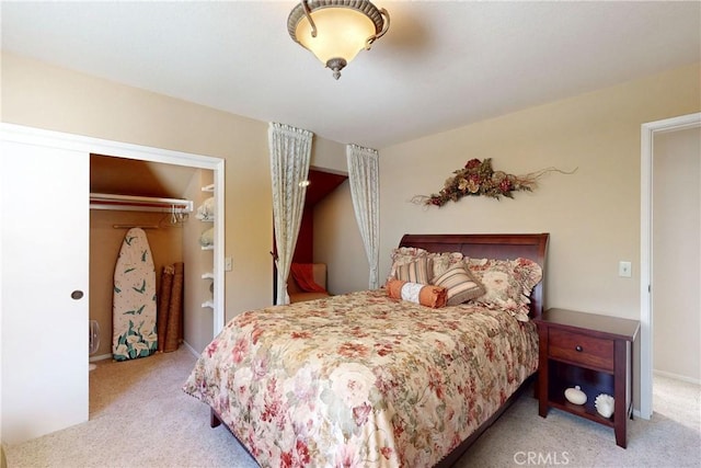 bedroom with carpet floors and a closet