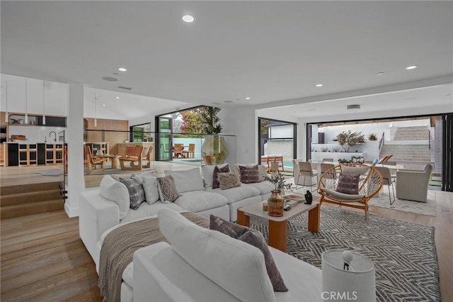 919 Sandcastle Dr, Corona Del Mar, CA 92625 - living room featuring recessed lighting and light wood-style flooring