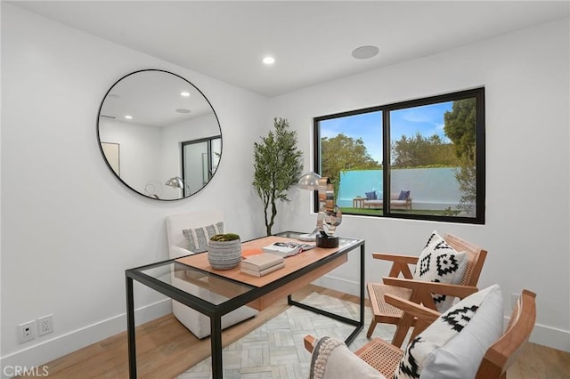 919 Sandcastle Dr, Corona Del Mar, CA 92625 - office space featuring recessed lighting, wood finished floors, and baseboards
