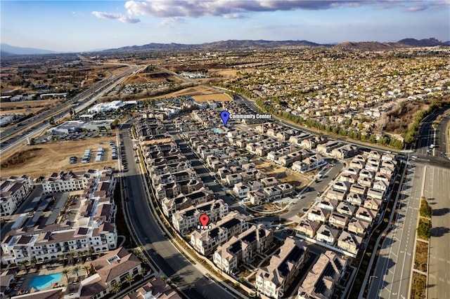 aerial view with a mountain view