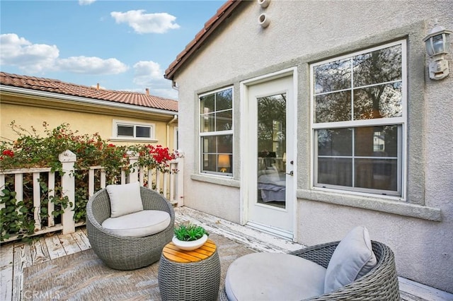 view of patio with a wooden deck