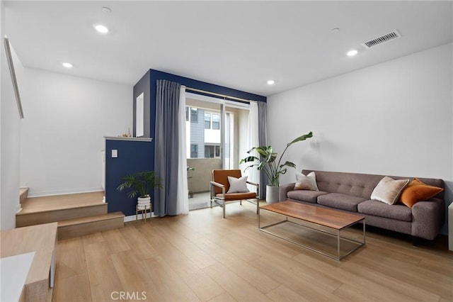 living room featuring light wood-type flooring