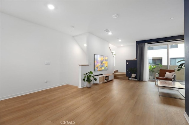 living room with light wood-type flooring