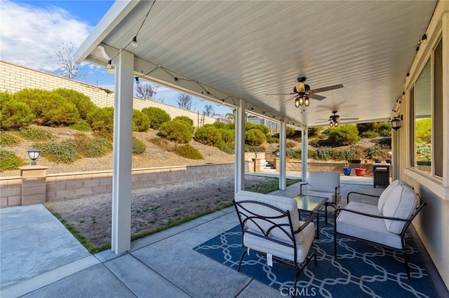 view of patio / terrace with ceiling fan