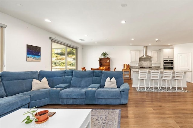 living room with hardwood / wood-style flooring