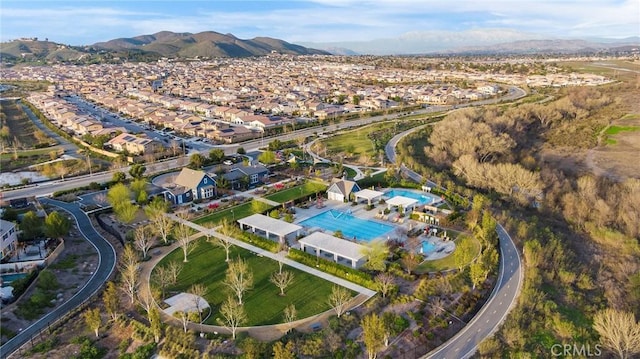 aerial view featuring a mountain view