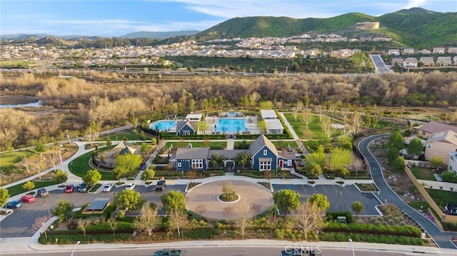 aerial view featuring a mountain view