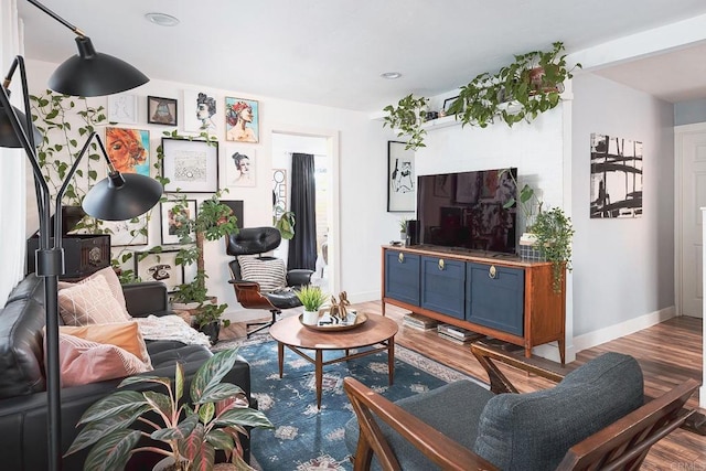 living room with wood-type flooring