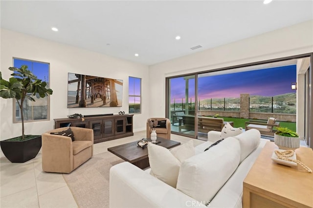 view of tiled living room