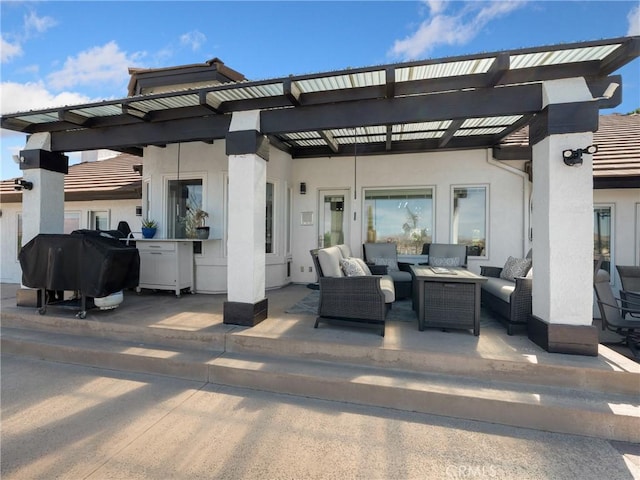 view of patio / terrace featuring a grill and outdoor lounge area