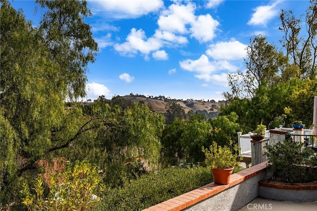 exterior space featuring a mountain view