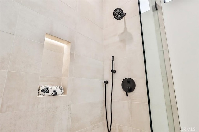 interior details with tiled shower